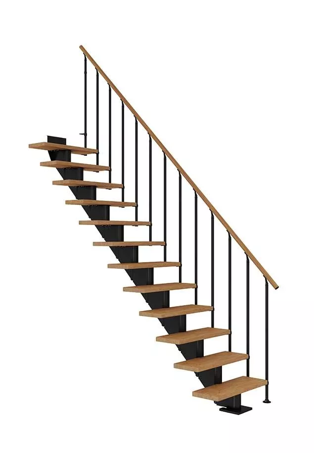 modularno stepenište HAMBURG u klasičnom stilu s ravnom konstrukcijom, drvenim gazištima i klasičnom ogradom Classic II