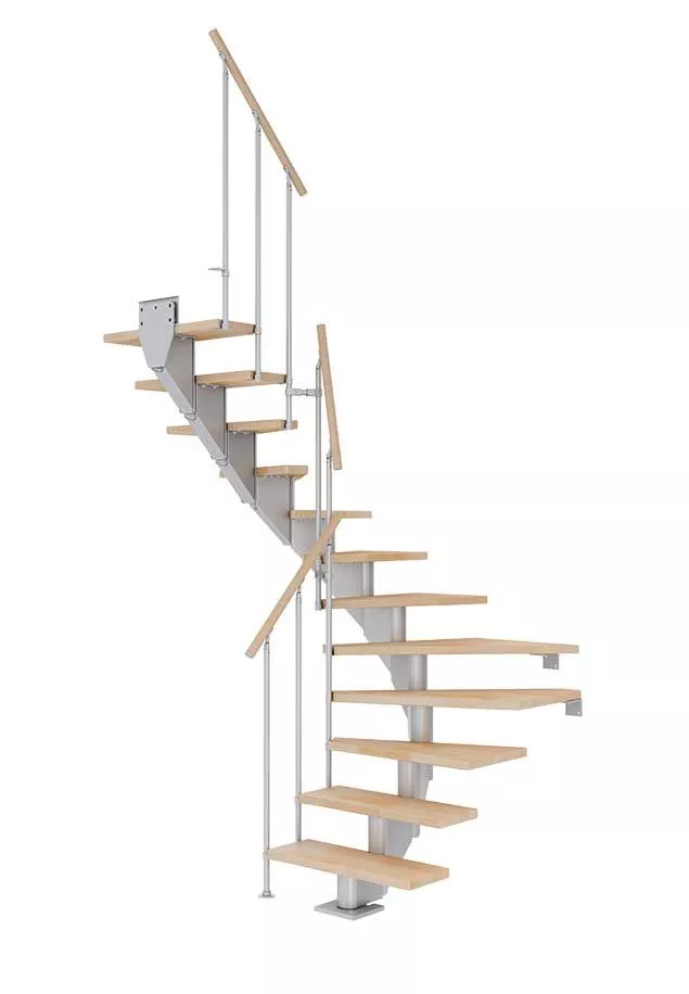 modularno stepenište HAMBURG Classic-II s drvenim gazištima i metalnim okvirom