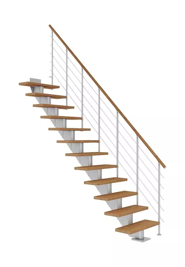 modularno stepenište HAMBURG sa sivom metalnom konstrukcijom i drvenim gazištima, u modernom stilu Style 6