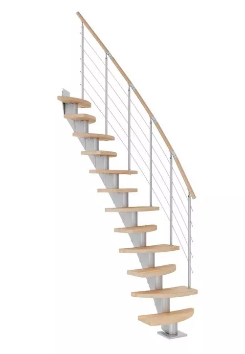 rotirane stepenice BERLIN od natur bukve s konstrukcijom u boji pearl grey model SHAPE 6