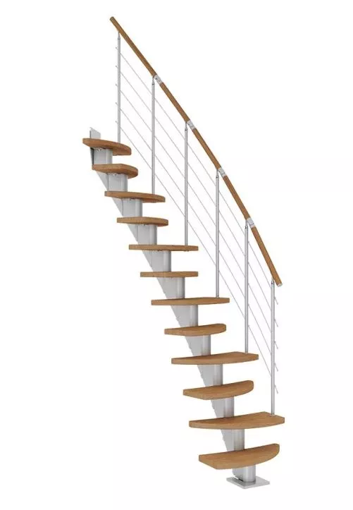 rotirane stepenice BERLIN od natur hrasta s konstrukcijom u boji pearl grey model SHAPE 6