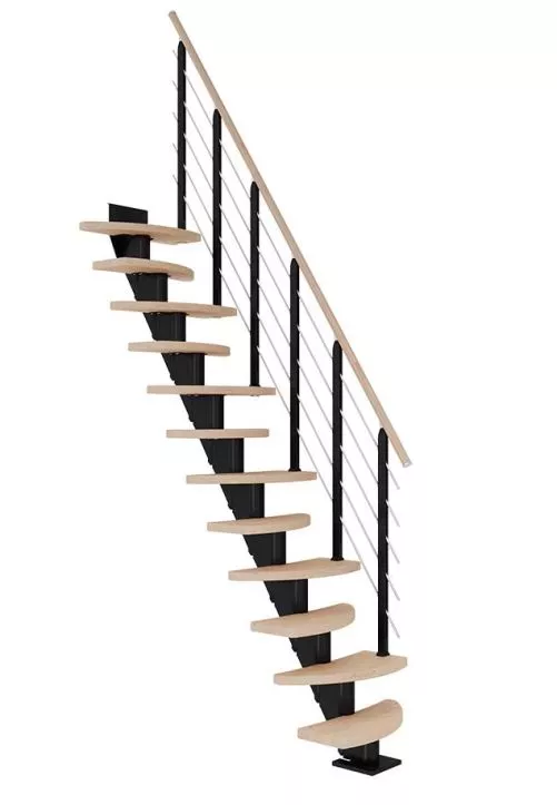 ravne stepenice BERLIN od nauljenog hrasta s crnom konstrukcijom model DESIGN