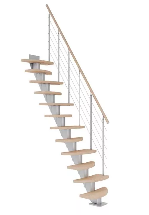 ravne stepenice BERLIN od nauljenog hrasta s konstrukcijom u boji pearl grey model SHAPE 6