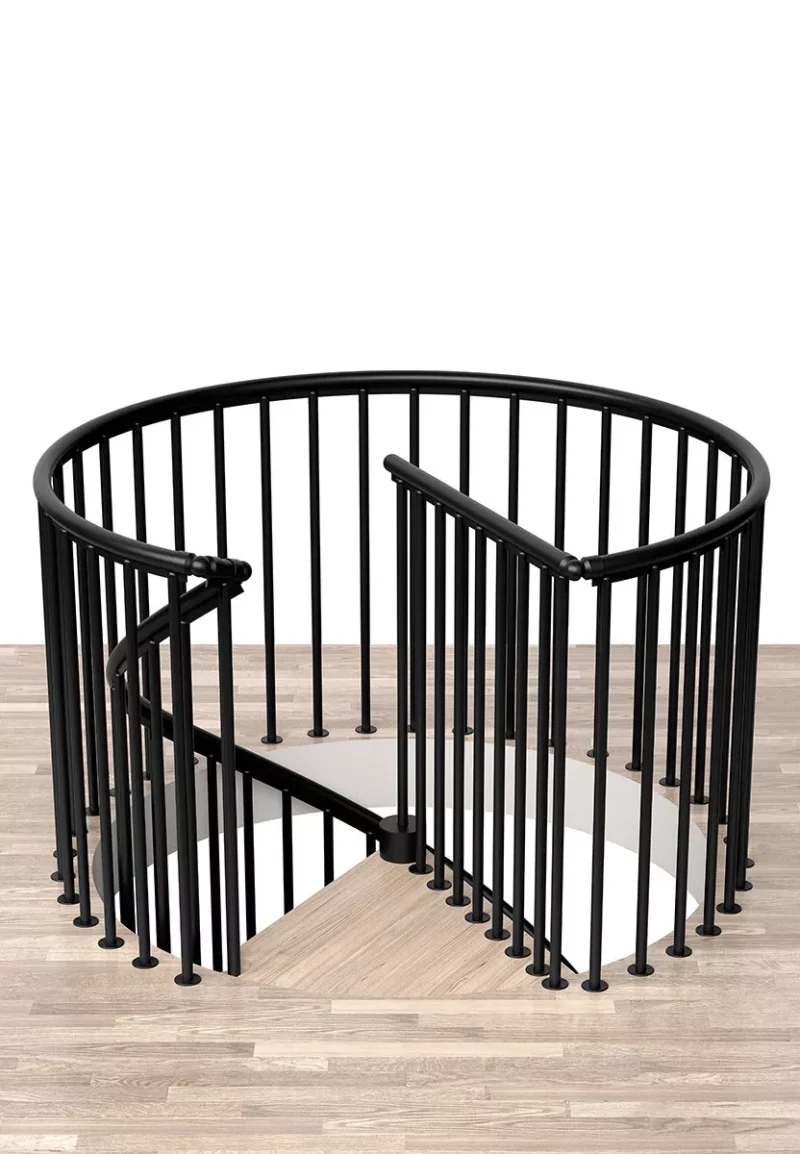 okrugla završna ograda spiralnog stubišta CLASSIC u crnoj boji s okomitim šipkama
