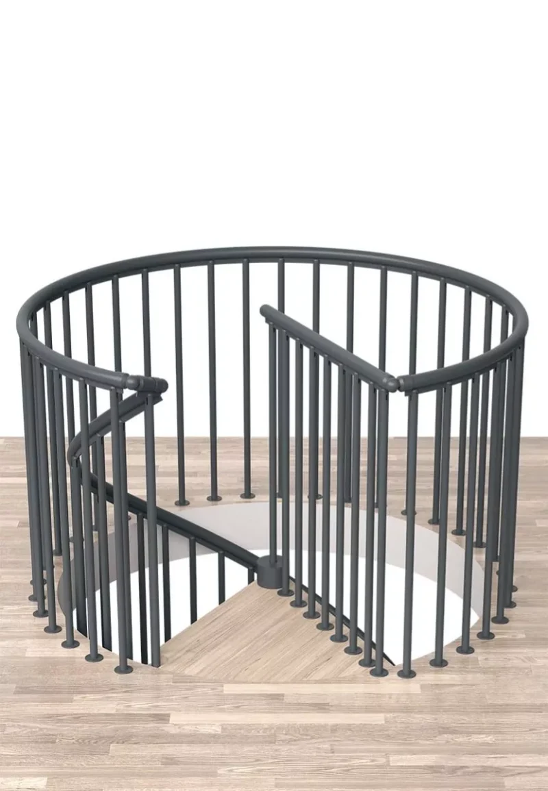 okrugla završna ograda spiralnog stubišta CLASSIC u antracit sivoj boji s okomitim šipkama