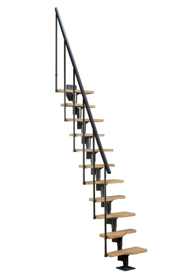 ravne stepenice ATLANTA s drvenim gazištima i crnom konstrukcijom