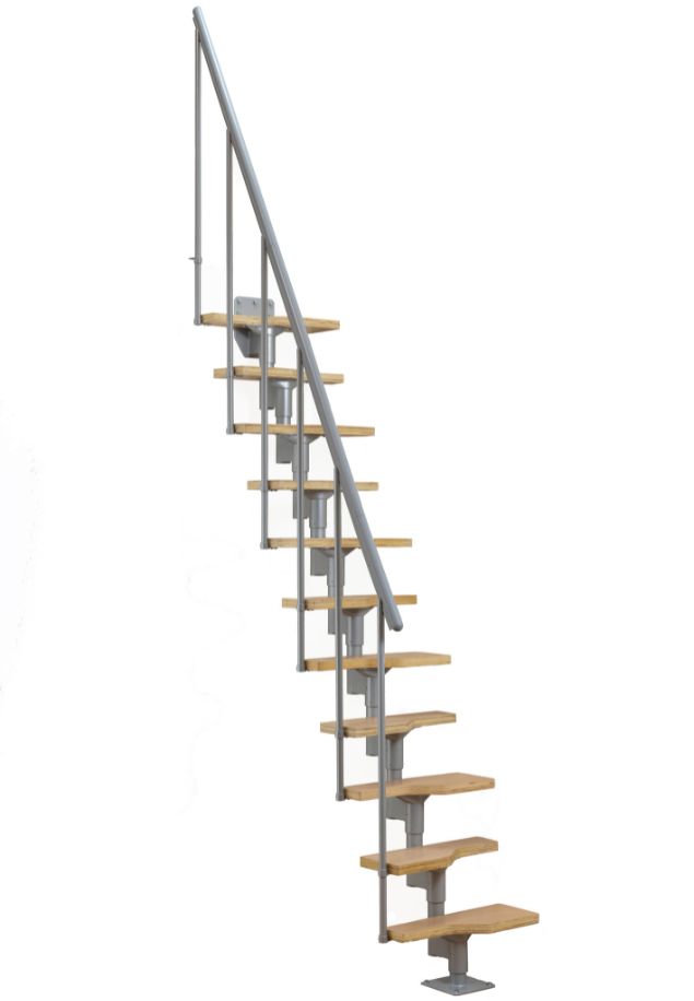 ravne stepenice ATLANTA sa svijetlosivom konstrukcijom i drvenim gazištima