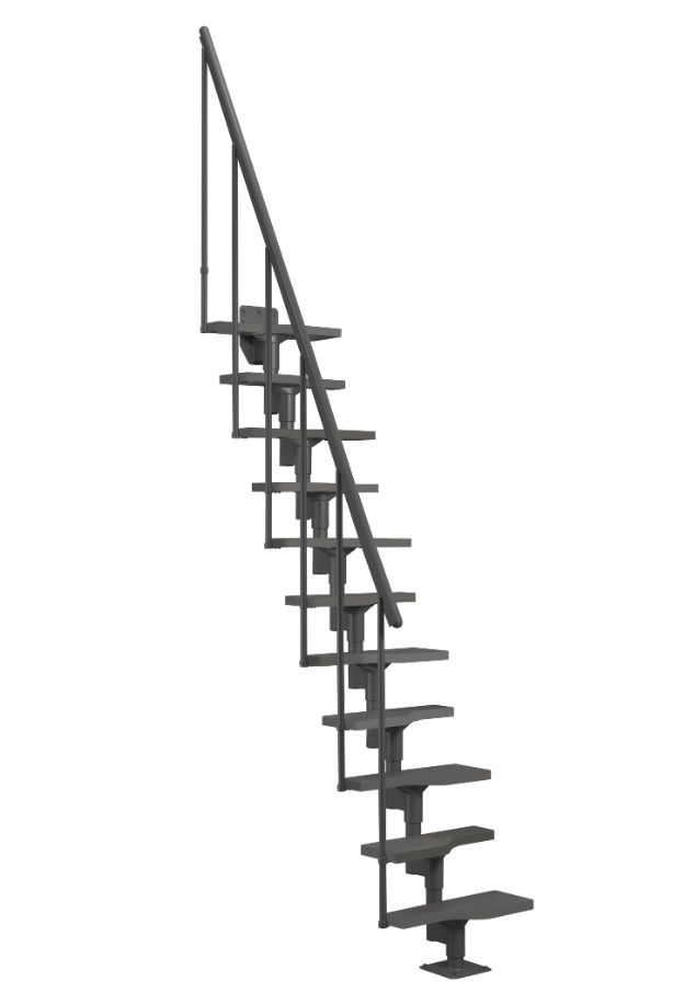 ravne modularne stepenice ATLANTA u potpuno crnoj izvedbi