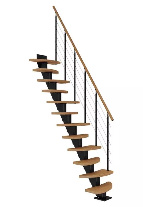 ravne stepenice BERLIN od natur hrasta s crnom konstrukcijom model SHAPE 6