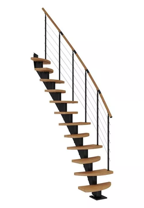 rotirane stepenice BERLIN od natur hrasta s crnom konstrukcijom model SHAPE 6