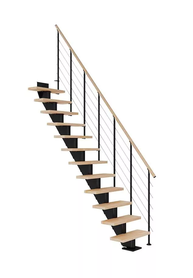 štedne stepenice frankfurt ravne crne s bukovim gazištima u prirodnom ulju i modernom ogradom style6