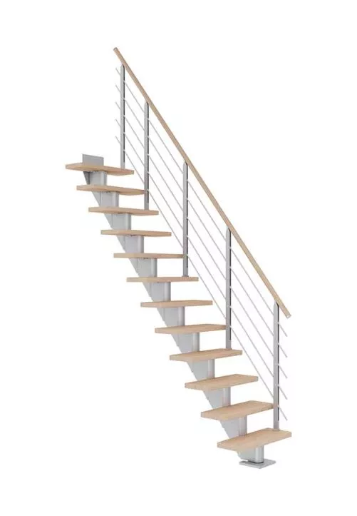 ravne stepenice za uštedu prostora FRANKFURT od nauljenog hrasta s konstrukcijom u boji pearl grey model DESIGN