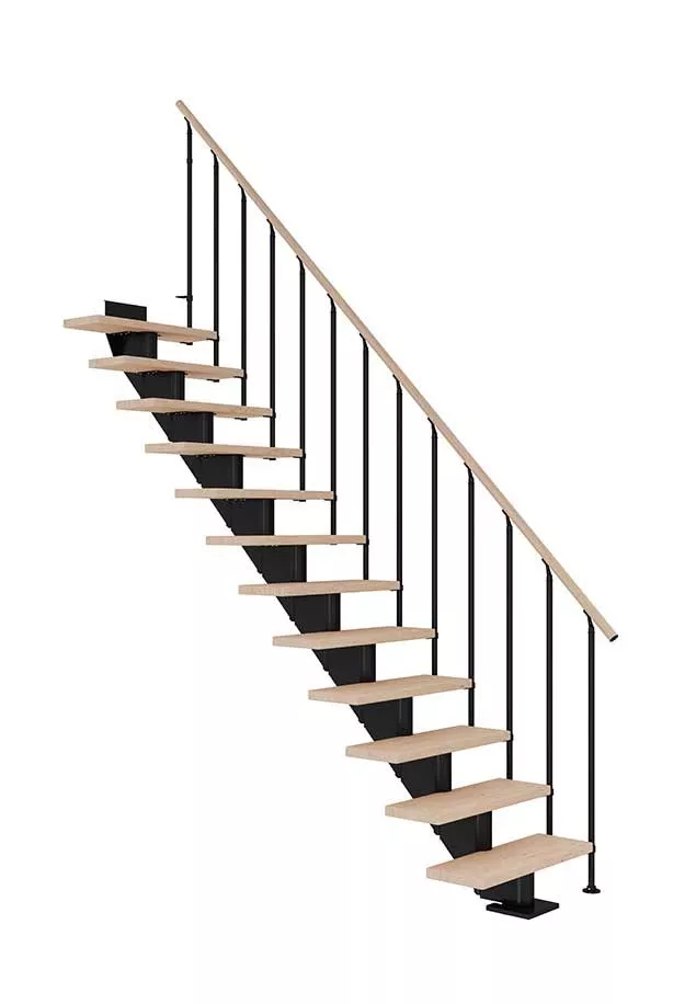 ravne stepenice HAMBURG od nauljenog hrasta s crnom konstrukcijom model CLASSIC II