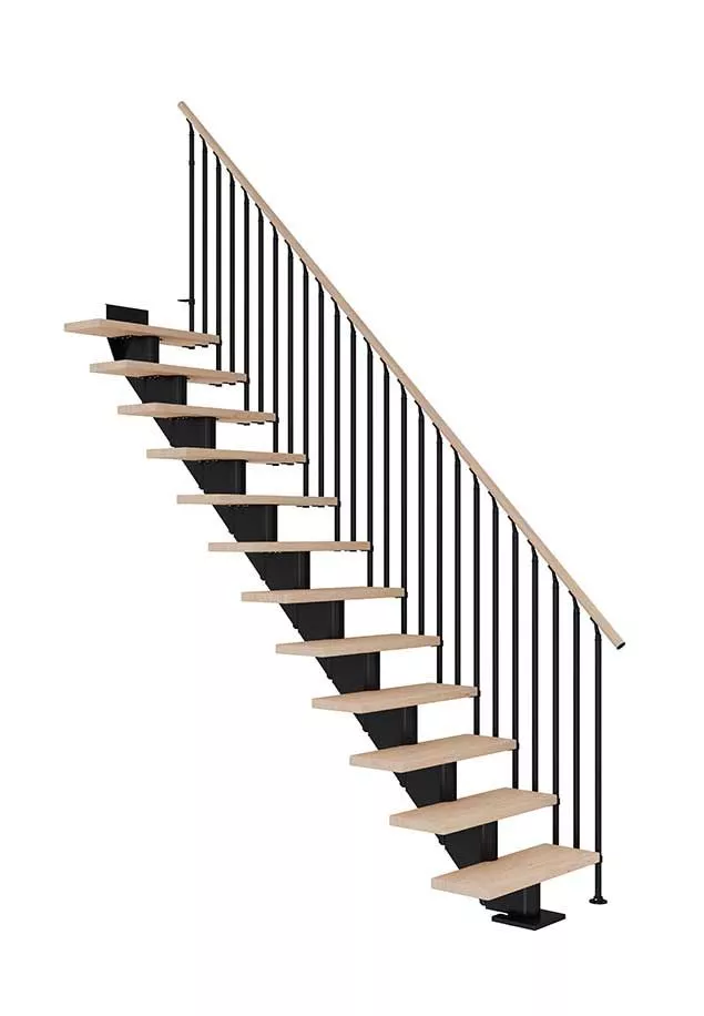 ravne stepenice HAMBURG od nauljenog hrasta s crnom konstrukcijom model CLASSIC III