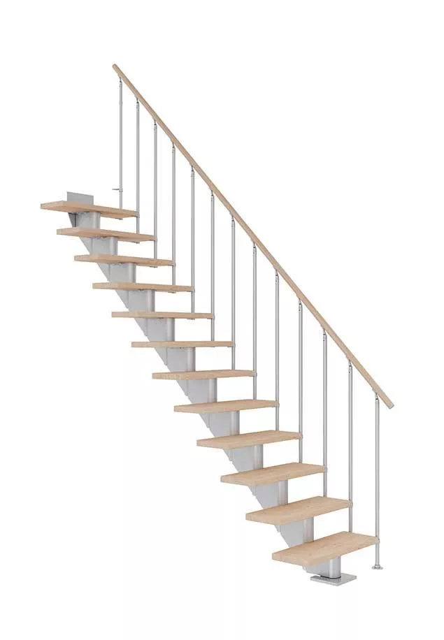 ravne stepenice HAMBURG od nauljenog hrasta s konstrukcijom u boji pearl grey model CLASSIC II