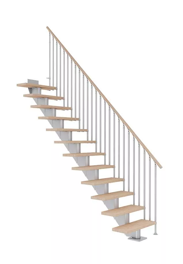 ravne stepenice HAMBURG od nauljenog hrasta s konstrukcijom u boji pearl grey model CLASSIC III