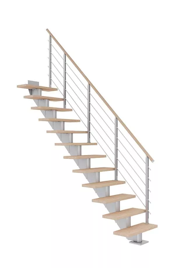 ravne stepenice HAMBURG od nauljenog hrasta s konstrukcijom u boji pearl grey model DESIGN