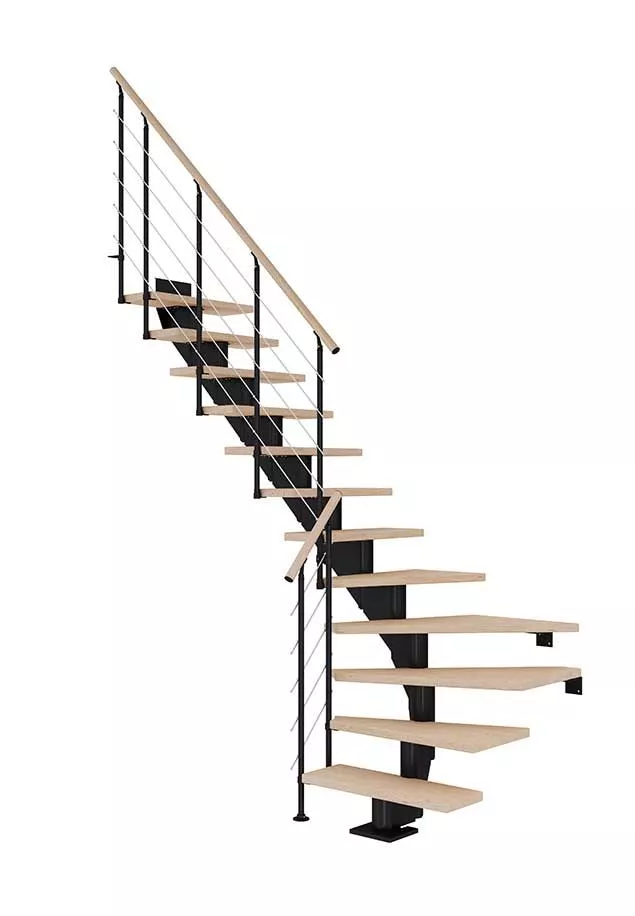 rotirane stepenice HAMBURG od nauljenog hrasta s crnom konstrukcijom model STYLE 6