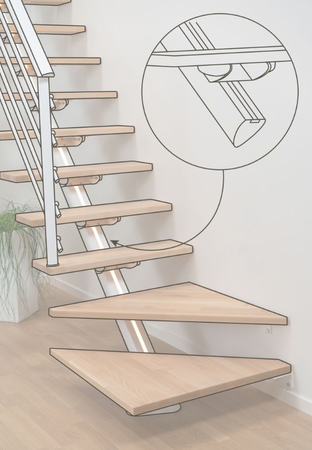 SYDNEY – integrované LED osvetlenie v technickom nákrese technický detail schodov SYDNEY so zabudovaným LED osvetlením v stredovom nosníku