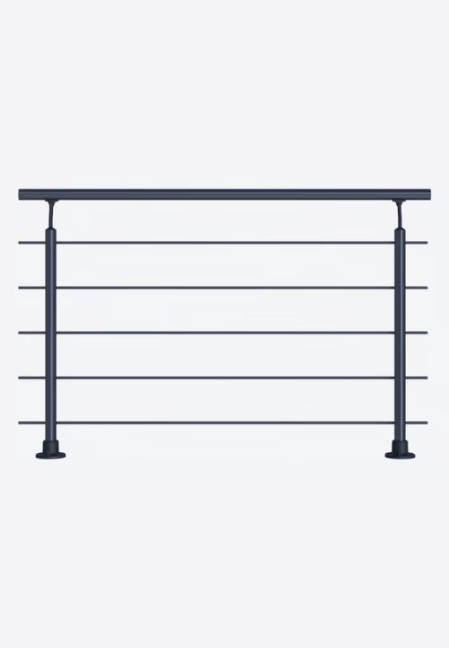 samostojeća balustrada CLEAN BLACK s vodoravnim šipkama za unutarnju ili vanjsku montažu