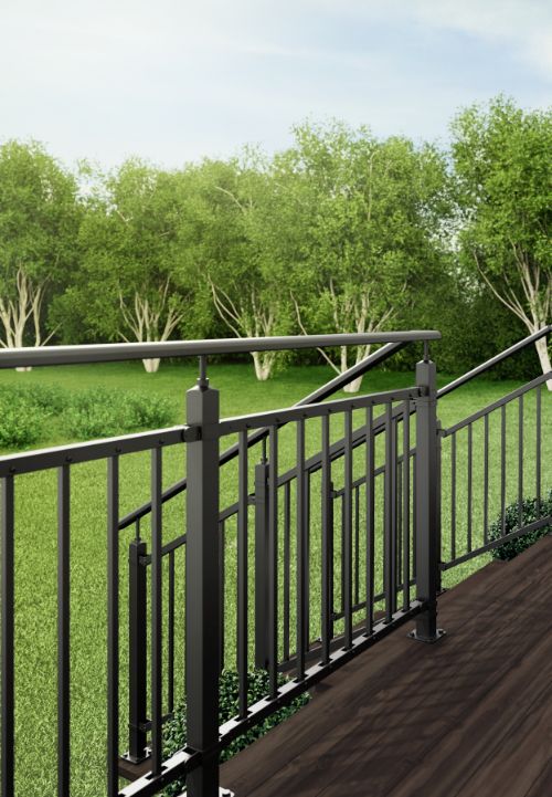 Na slici je prikazana ograda ACADIA postavljena uz stepenice terase – elegantna, sigurna i savršeno uklopljena u vrtno okruženje. Na slici je prikazana ograda ACADIA postavljena uz stepenice terase – elegantna, sigurna i savršeno uklopljena u vrtno okruženje.