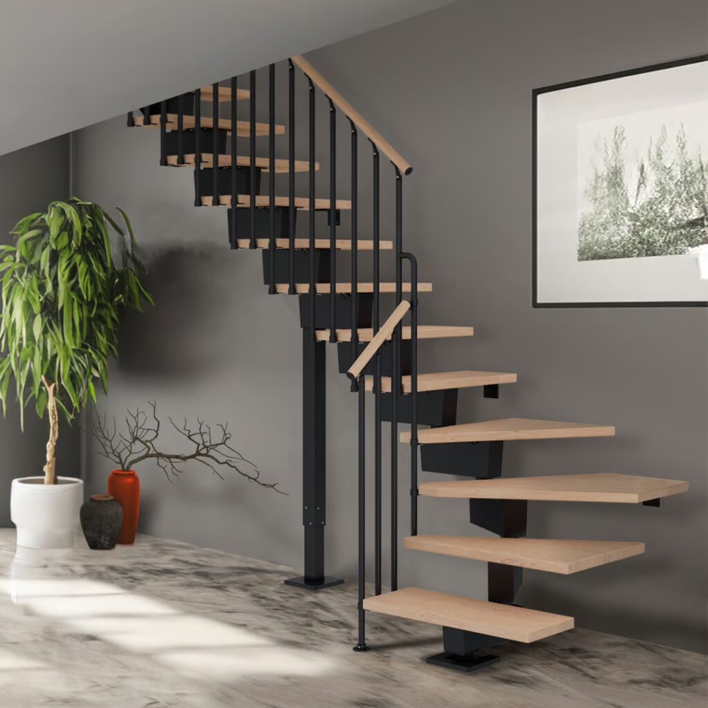 modularne stepenice DUBAI, uz zid u modernom interijeru, na pozadini sive zidne površine modularne stepenice DUBAI, uz zid u modernom interijeru, na pozadini sive zidne površine