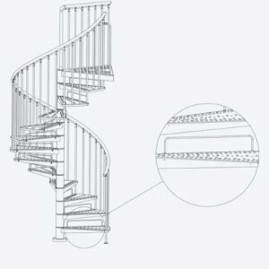Detalj pribora za vanjske spiralne stepenice (gazišta i protuklizna površina)