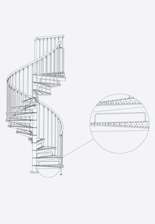 Detalj pribora za vanjske spiralne stepenice (gazišta i protuklizna površina)